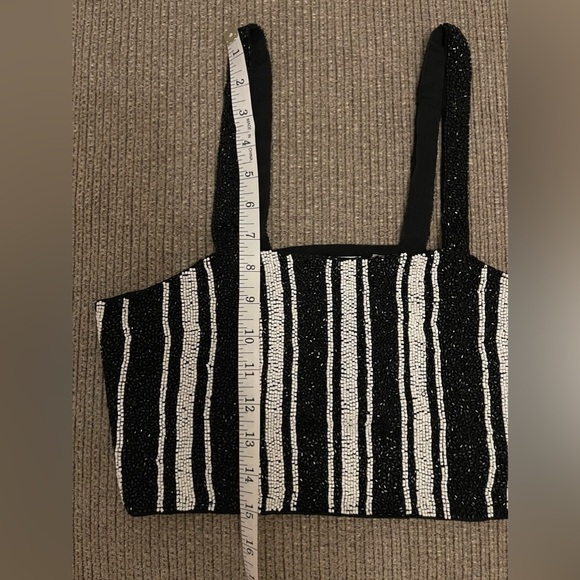 H&M Studio Collection Hand Beaded Cropped Chiffon Top. - Picture 7 of 10